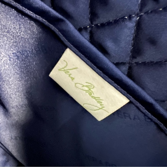 VERA BRADLEY Petal Splash Large Toggle Tote Blue White Bursts 2 Handles Travel - Picture 12 of 12